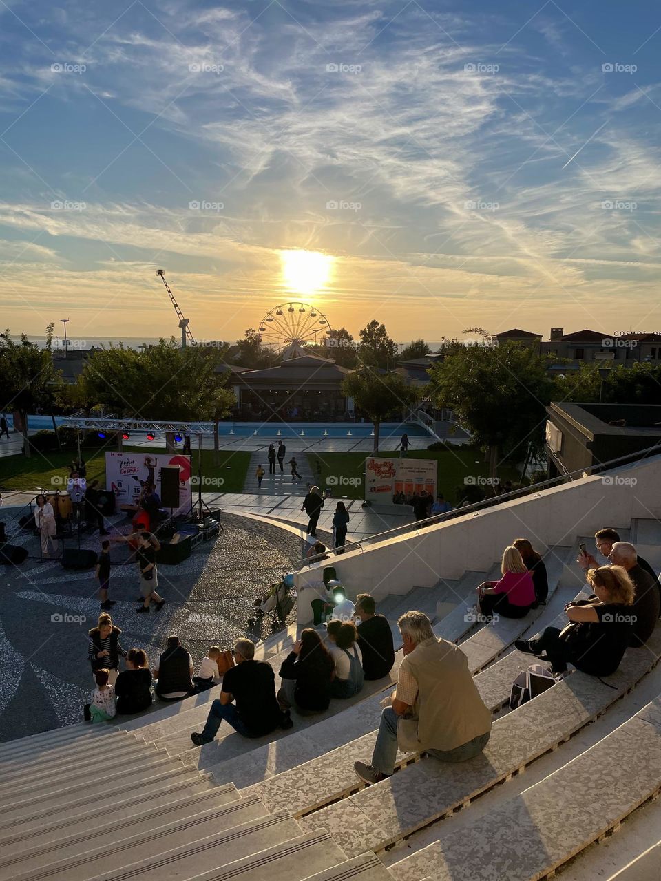 Relax people at the sunset time 