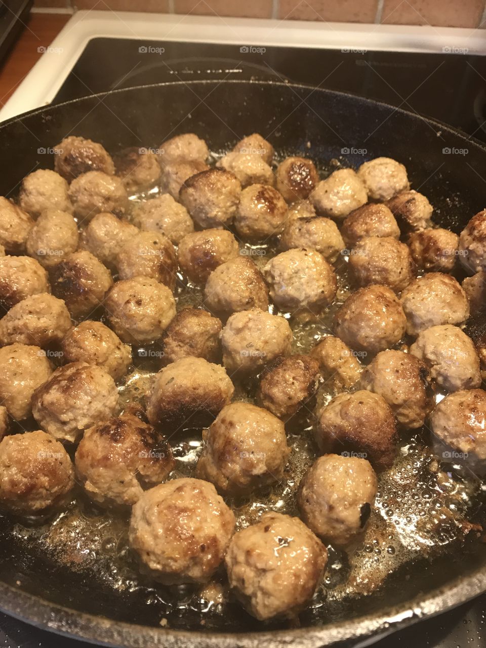 Swedish meatballs in frying pan. Swedish classic dish and food that is worldwide famous. 