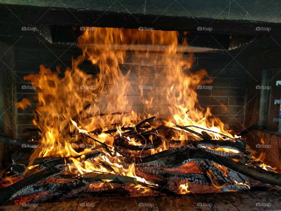 Close-up of a fireplace