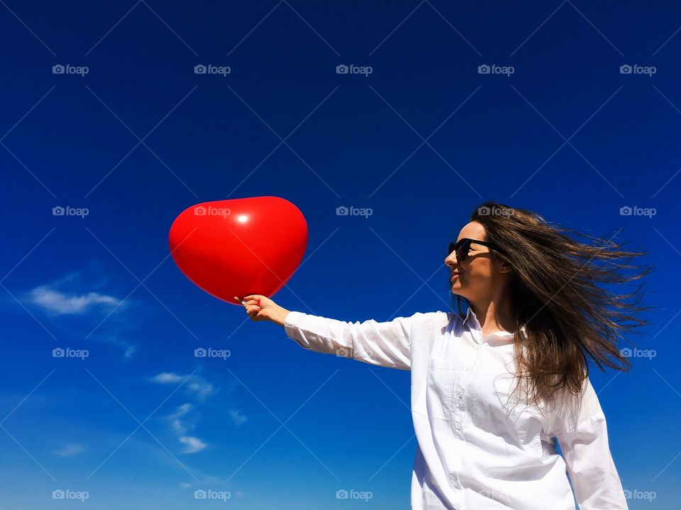 Balloon, Fun, Woman, Sky, Nature