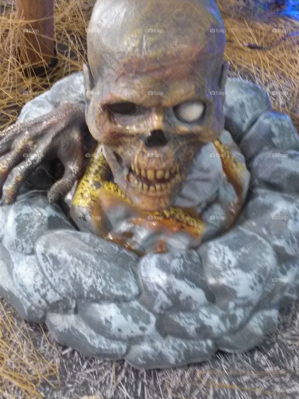 Creepy Growling Skull Decoration
