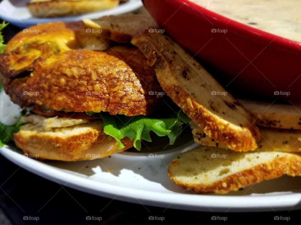 chicken and bacon ranch bagel