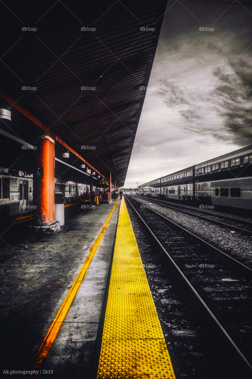 Railway station black and white light image