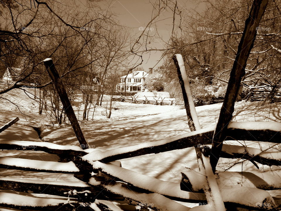 Snowy Fence. One of the many angles in the city of Colonial Williamsburg
