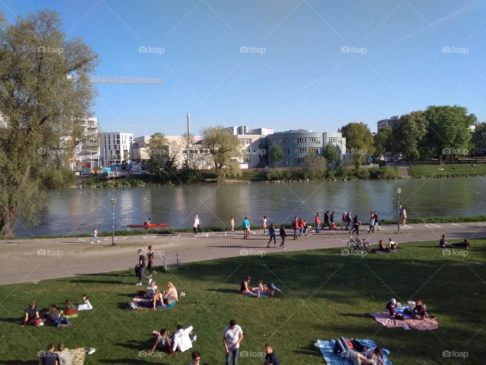 Picnic in the spring, enjoying the weather