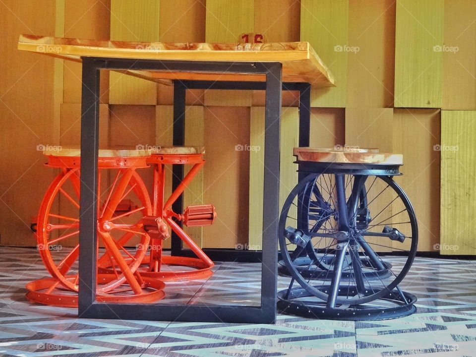 The stylist cafe interior is very unique from used bicycles