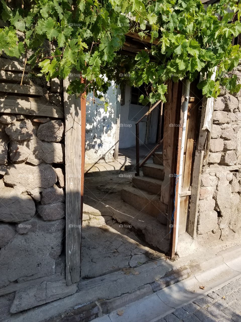 an open doorway inside the complex of Ankara castle in Turkey