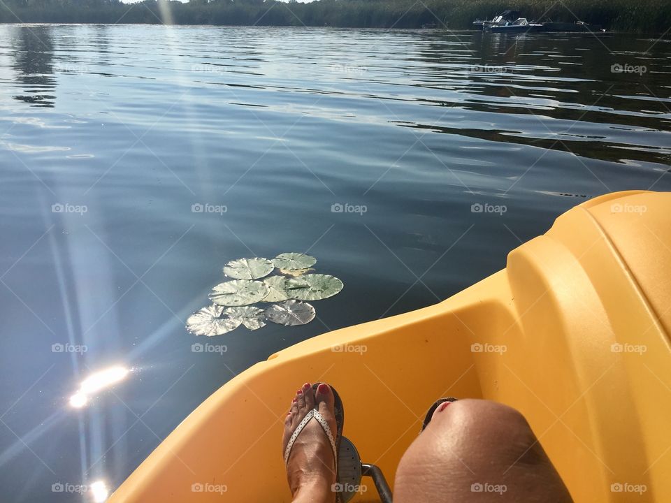 Enjoying nature and relaxing on paddle boat