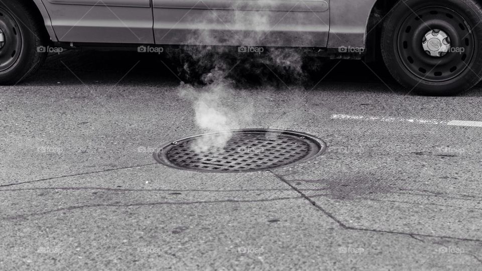 Steam from the sewer 