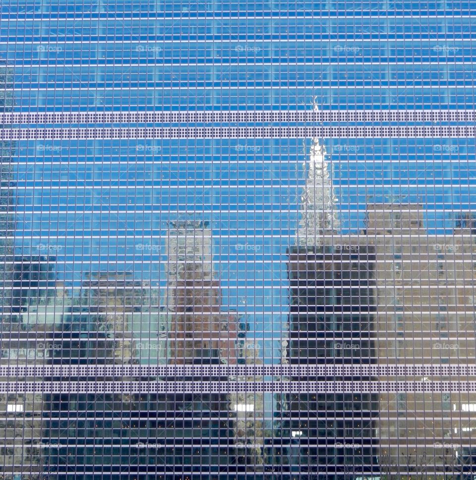 United Nations windows. Reflection off of the United Nations Building in NYC