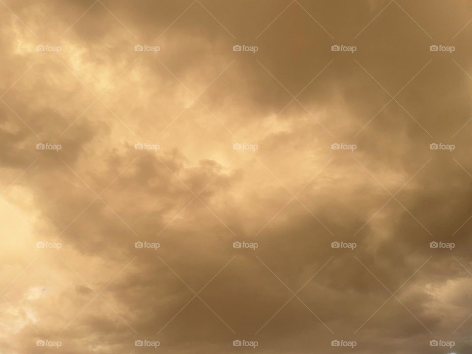 Yellow tinted clouds. 