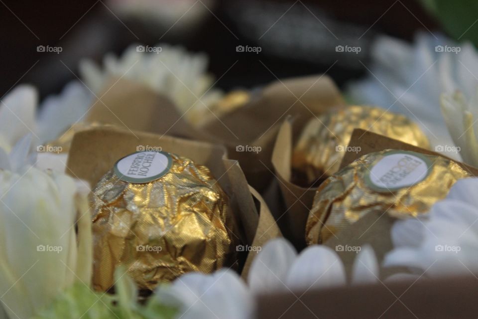 flowers and chocolate ferrero rocher