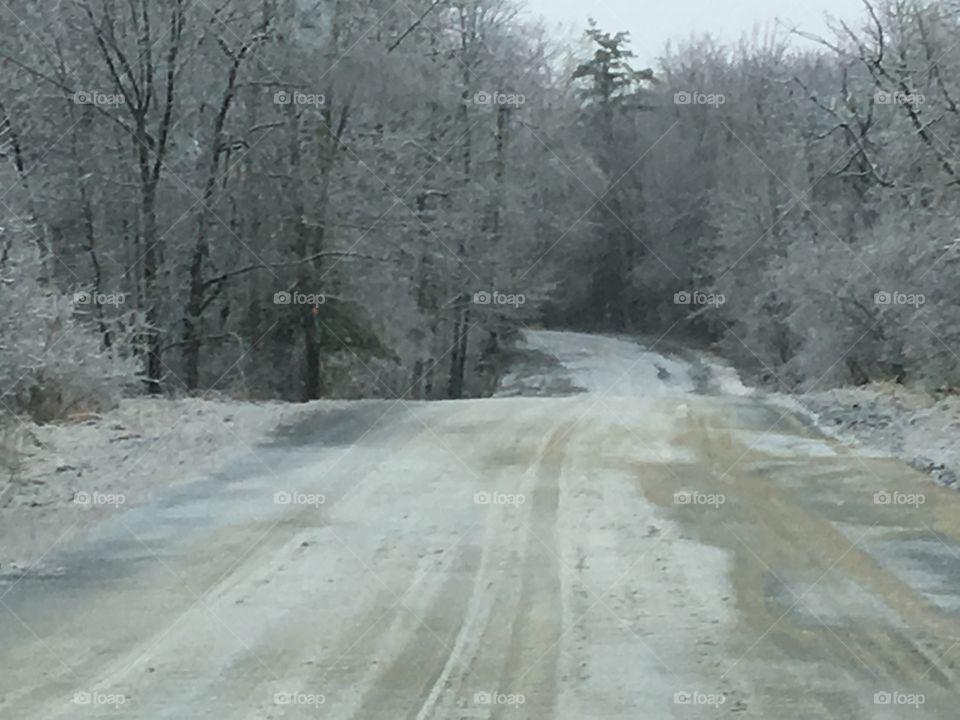Icy country road 