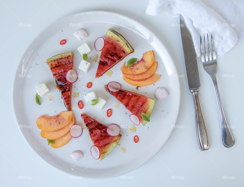 Grilled watermelon salad