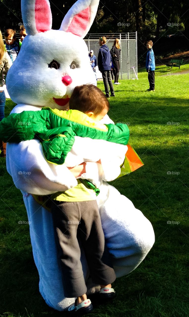 Boy and Easter rabbit