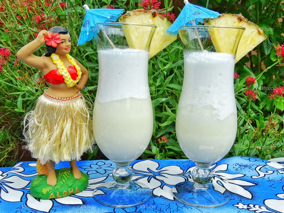 Piña Coladas. Refreshing Piña Coladas In A Tropical Setting
