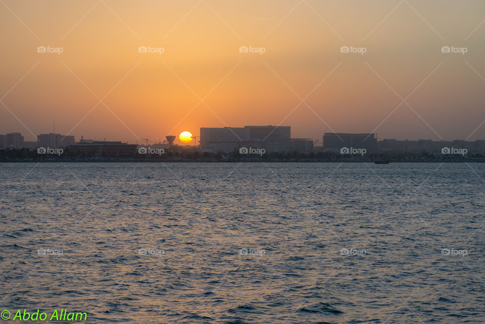 Sunset on Doha Cornish 