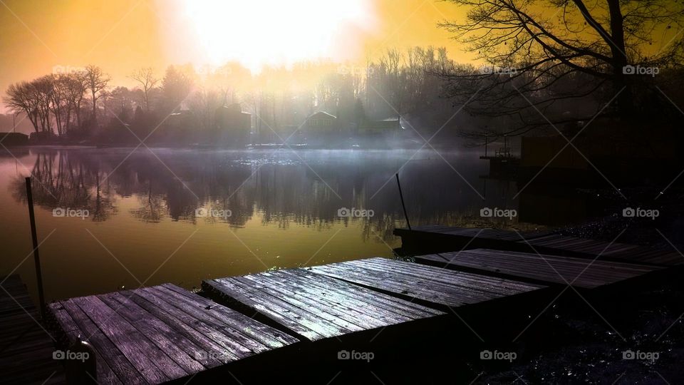 Fog on the lake. I took this pic on 12/6/2015 on Lake Hopatcong in New Jersey