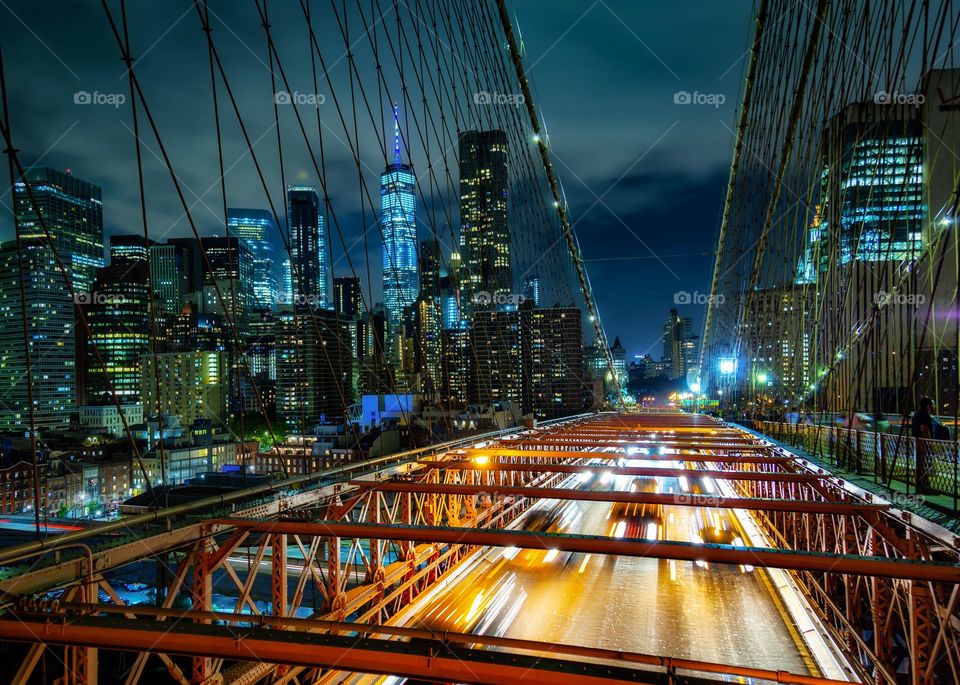 Brooklyn Bridge and Manhattan at Night