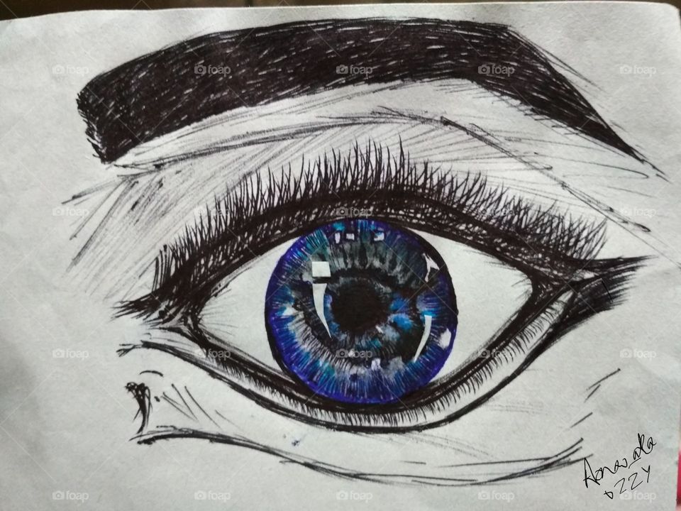 blue -grey eyes .....quick illustration drawing by me .....detailed