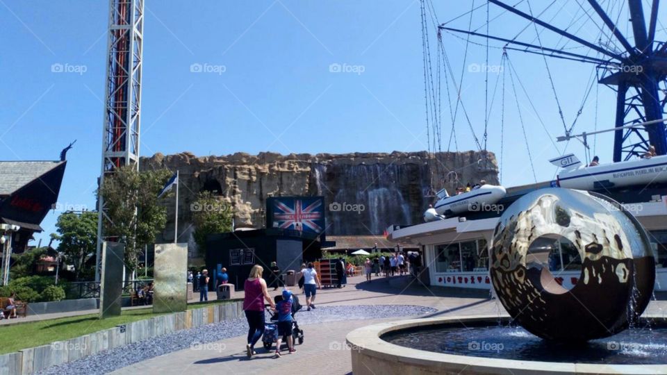 A great picture of Blackpool pleasure beech a Theme park in the UK on a hot day.