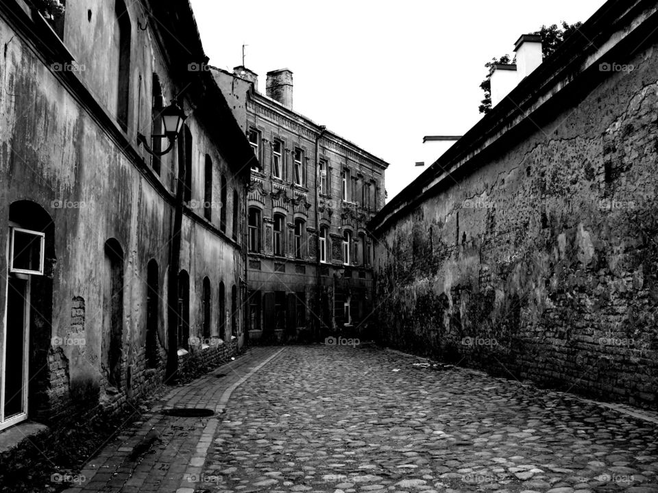 Empty alley in Vilnius, Lithuania