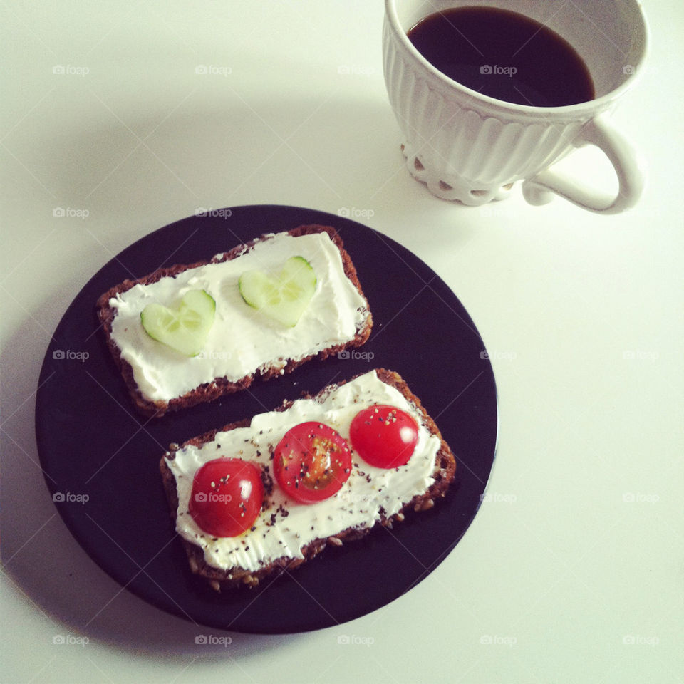 coffee heart sandwich breakfast by annamanda