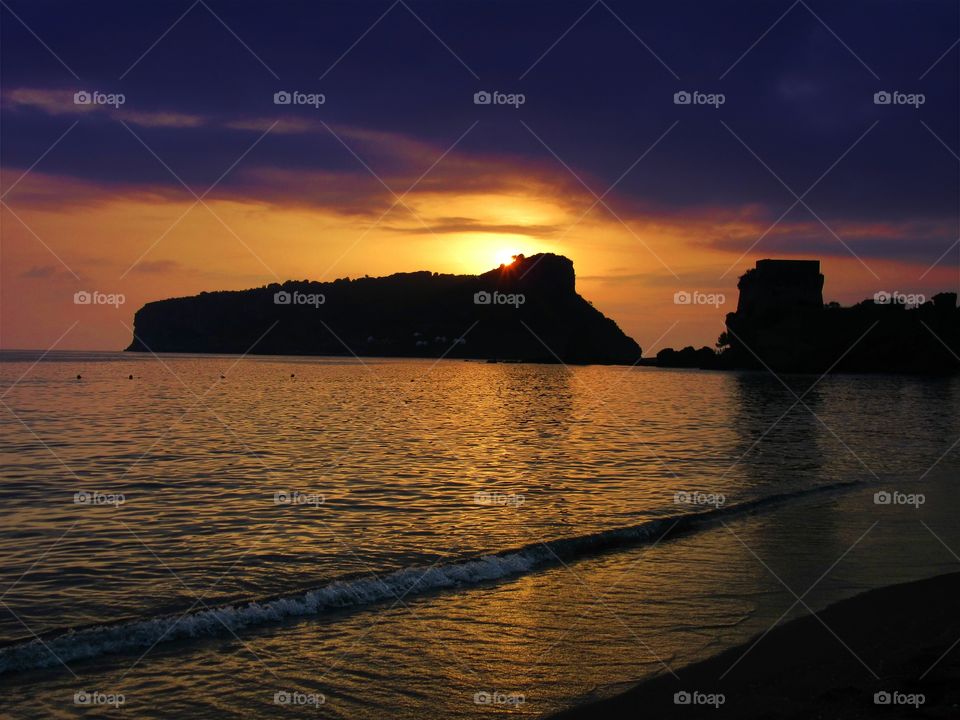 Sunset over Praia ( Italy ).