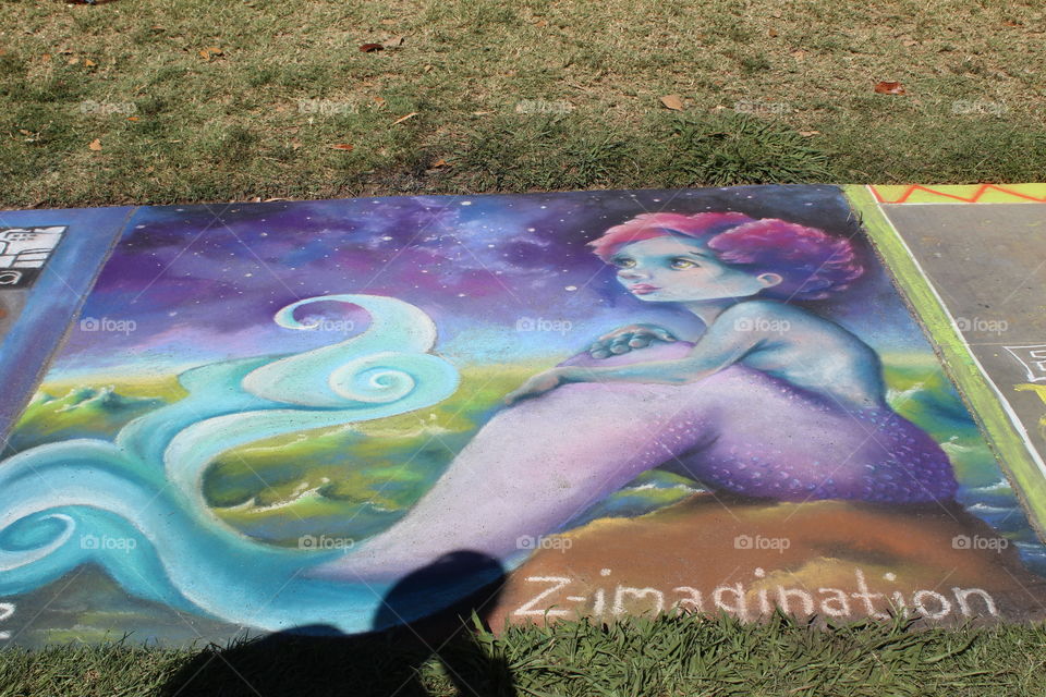 Shadow over chalk art