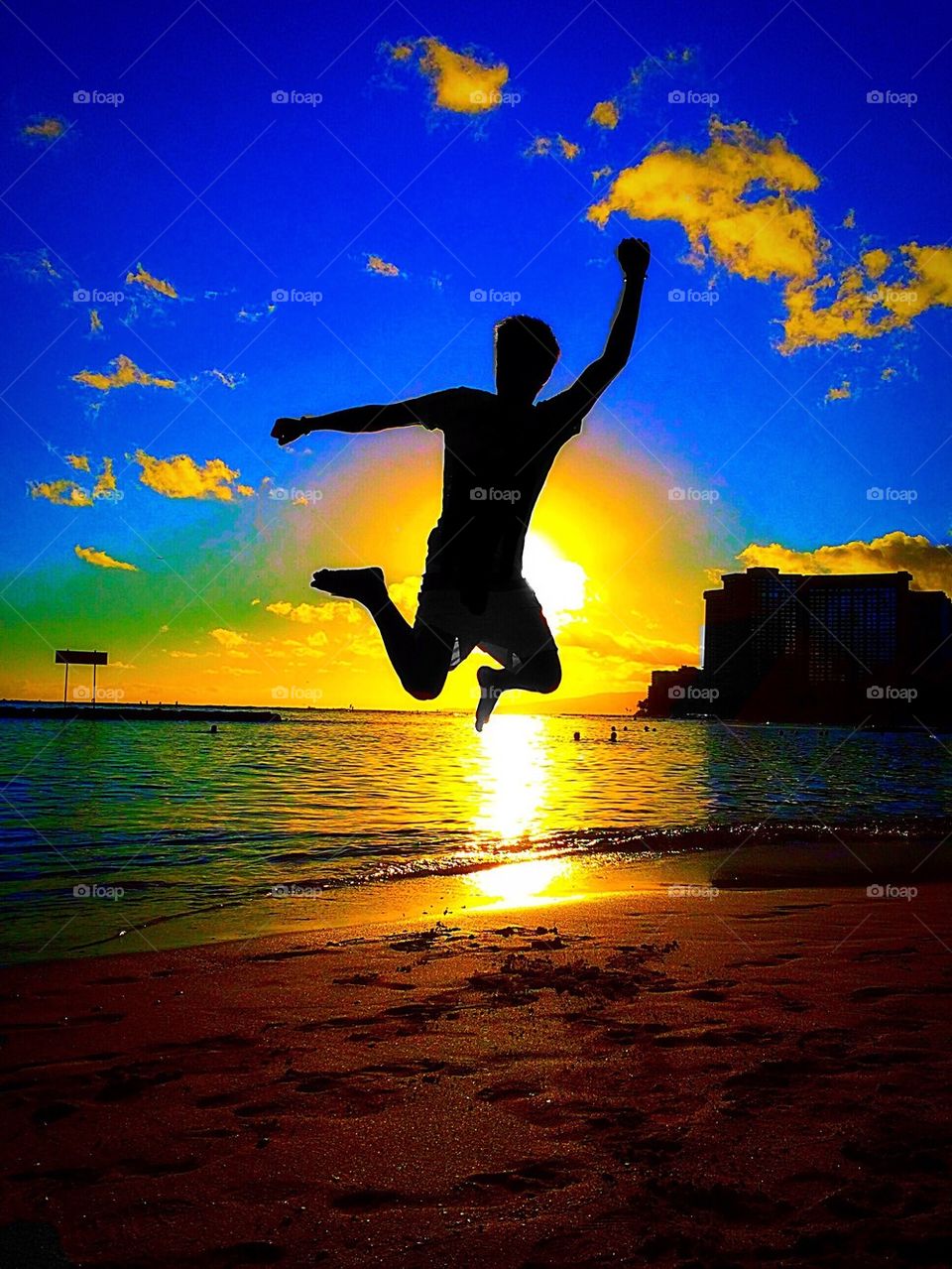 Sunset jump Hawaii