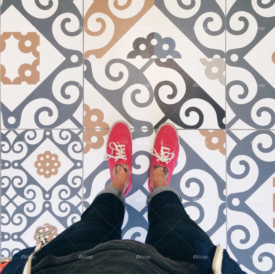 Feet on a fun floor. 