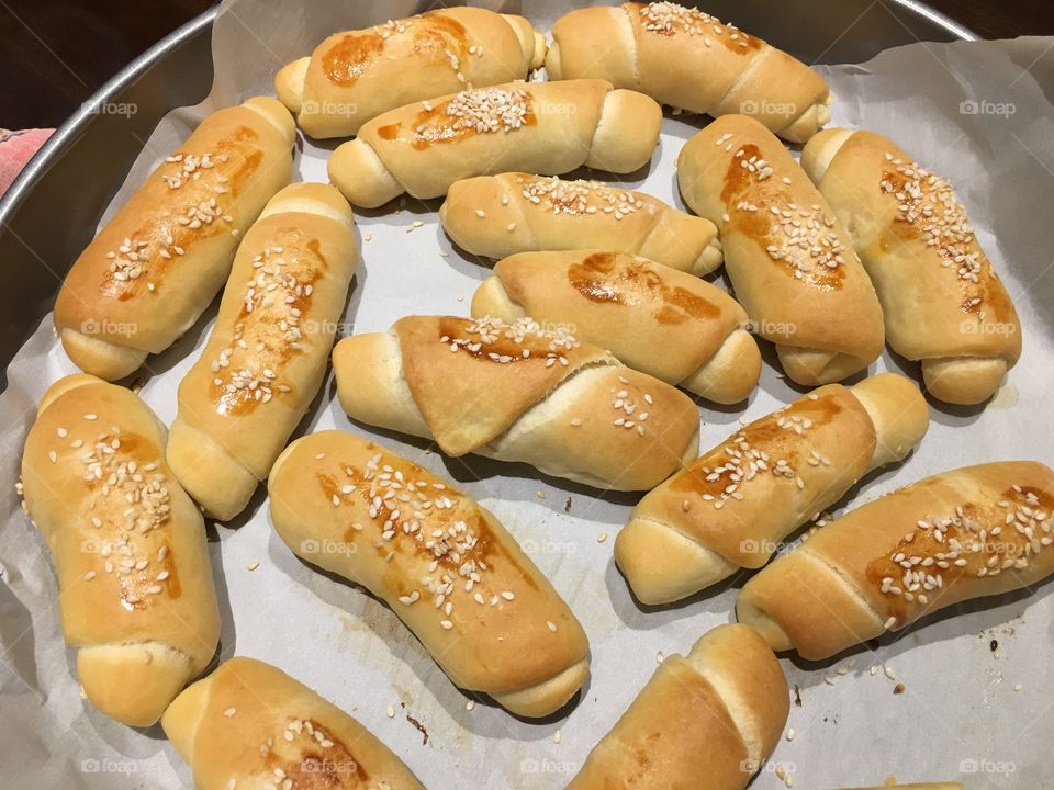 Overhead view of bread