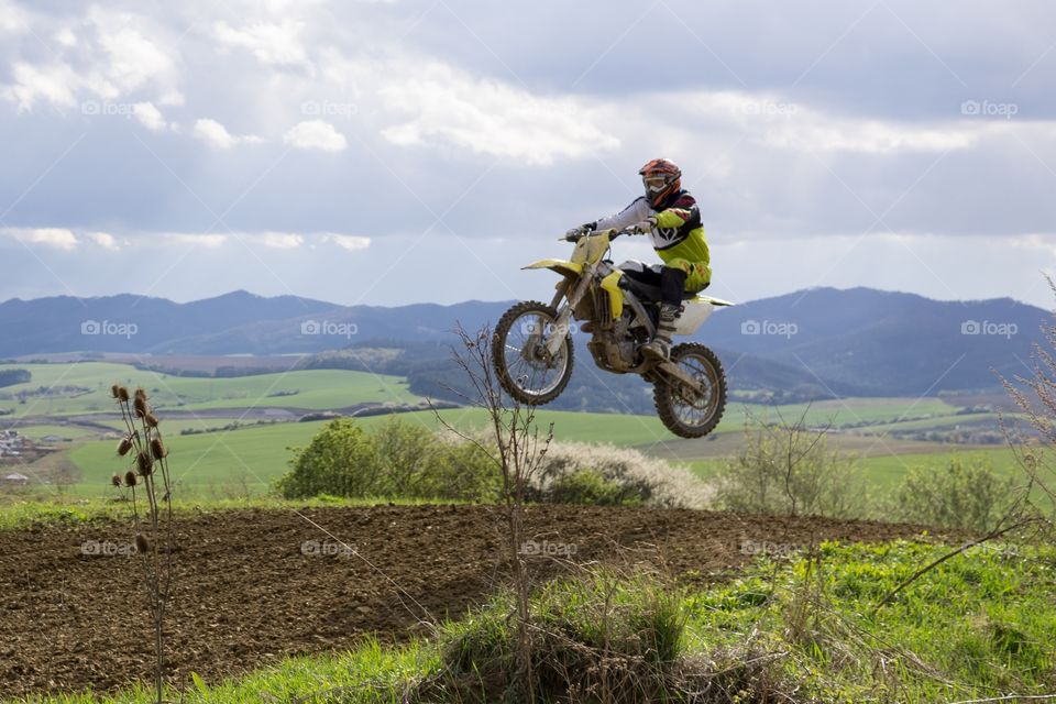 Motorbiker in the air