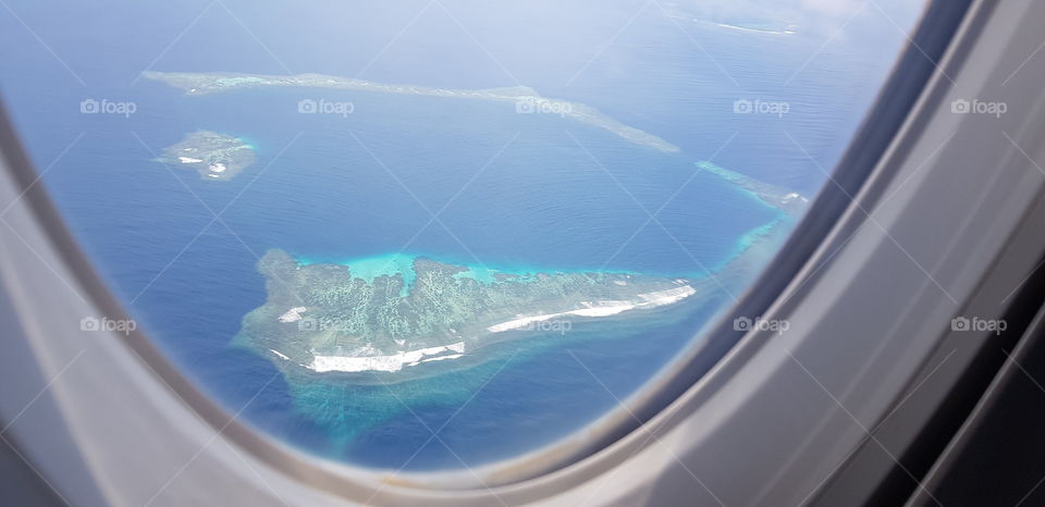 View of reef from aircraft I was on prior to landing into Hoskins.
