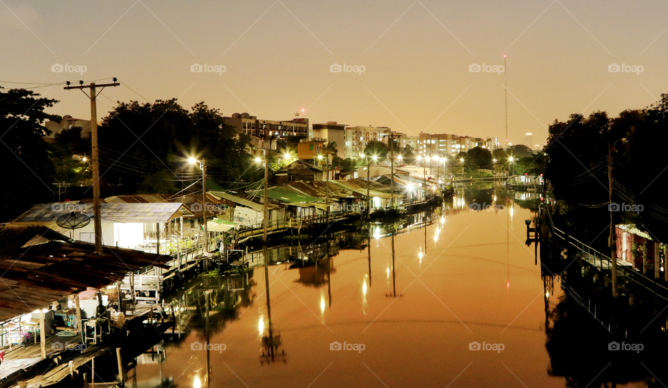 Wooden Houses along the canals in Bangkok Thailand