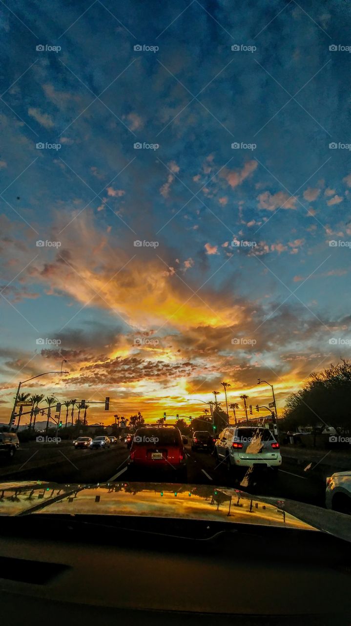 Arizona sky with cars