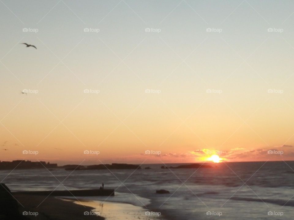 Beautiful sunset at essaouira city in Morocco.