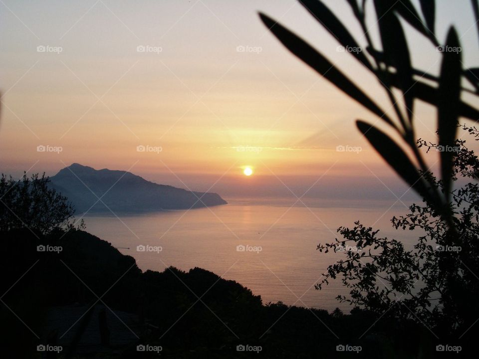 Sunset over dramatic sea