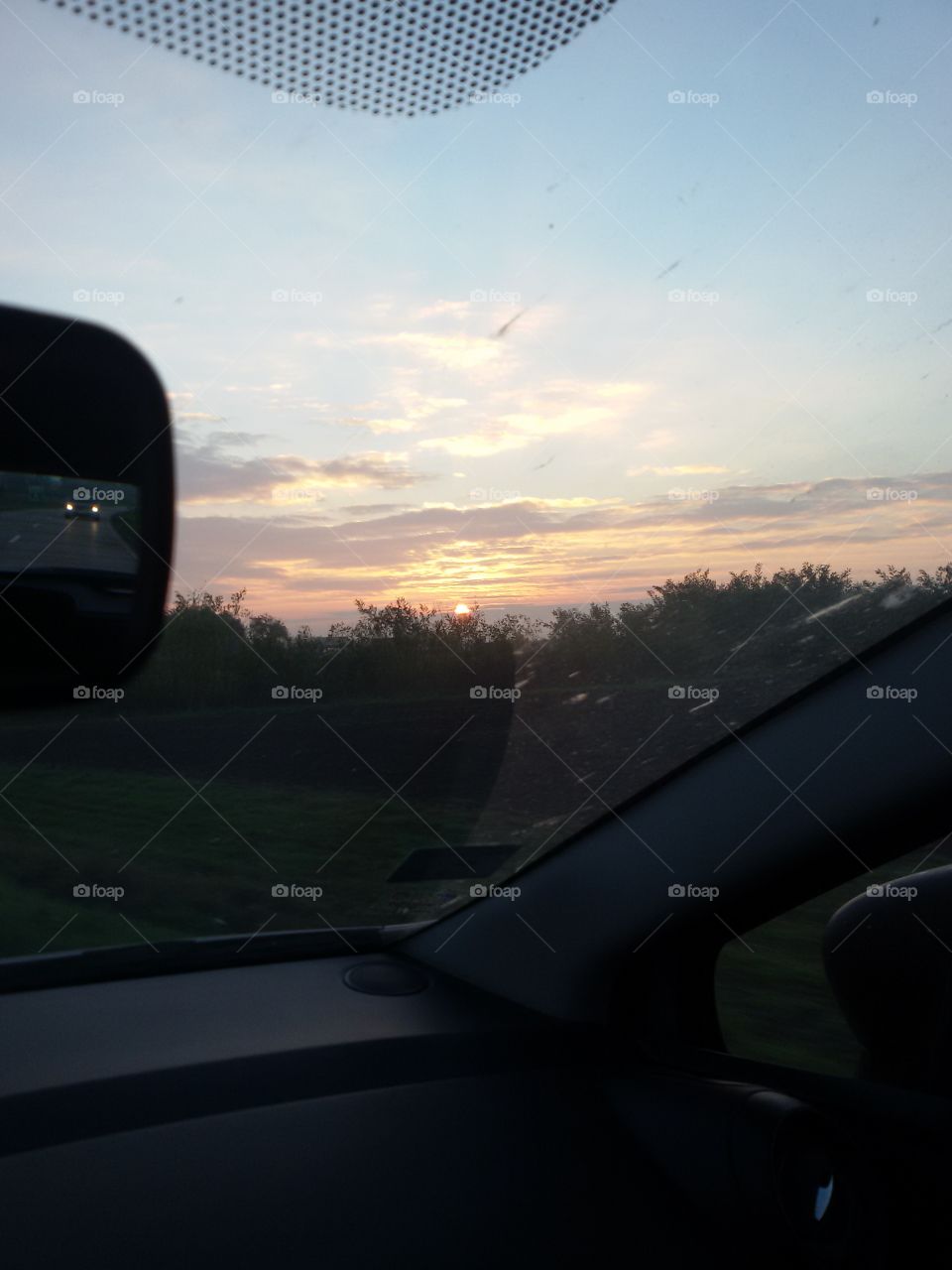 Sunrise from a car window