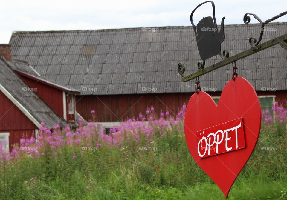 Open sign, coffee place in Skåne.
