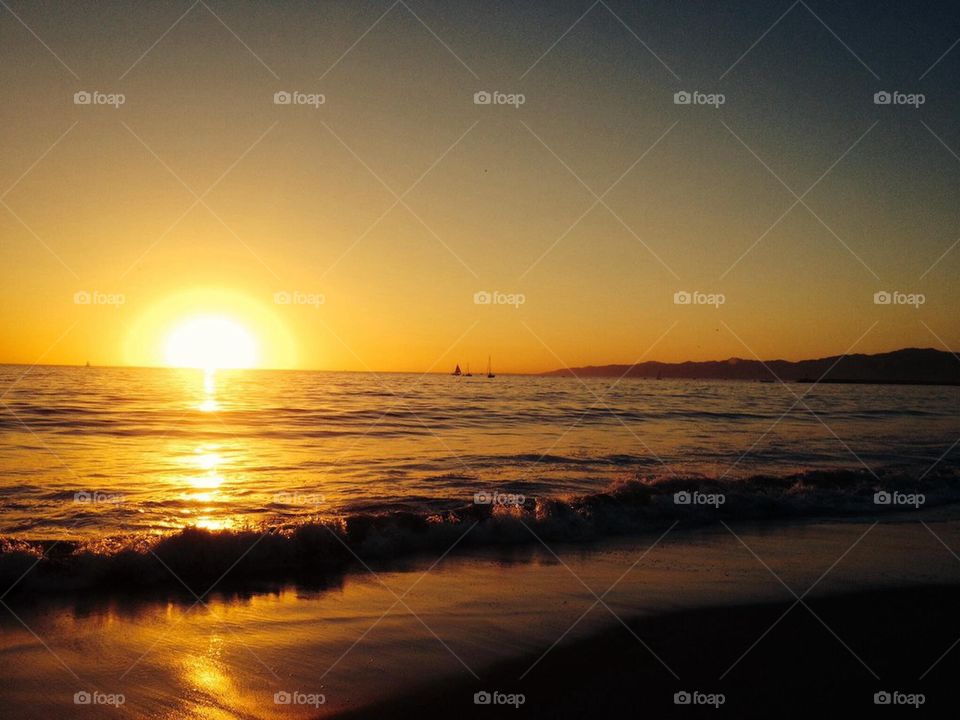 Sunset view of beach