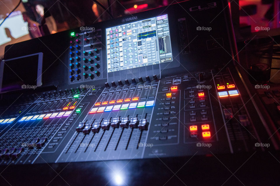 Mixing table at a nightclub in Malmö Sweden.