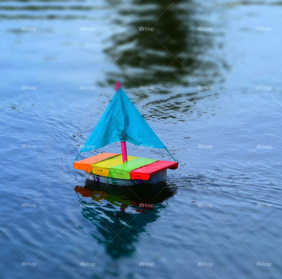 Rainbow child’s sailing boat