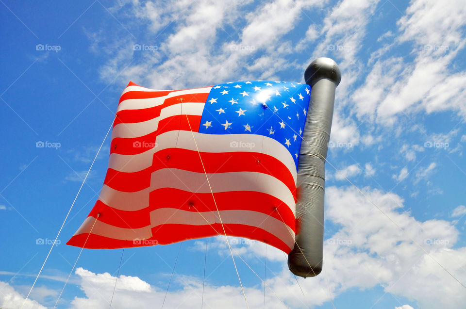 Patriotic float in a parade. 