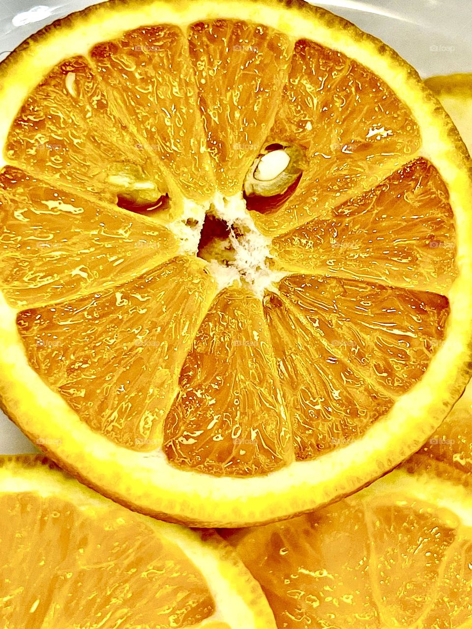 Bright orange sliced ​​into wedges.