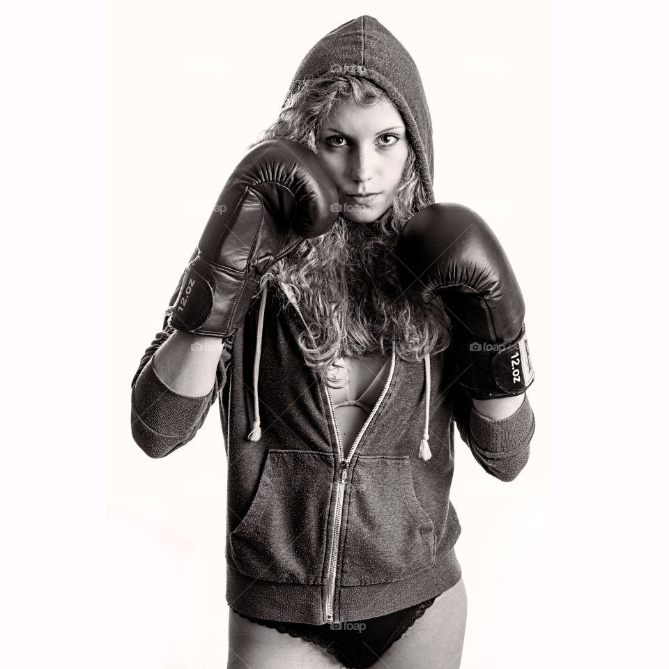 Portrait of a female boxer