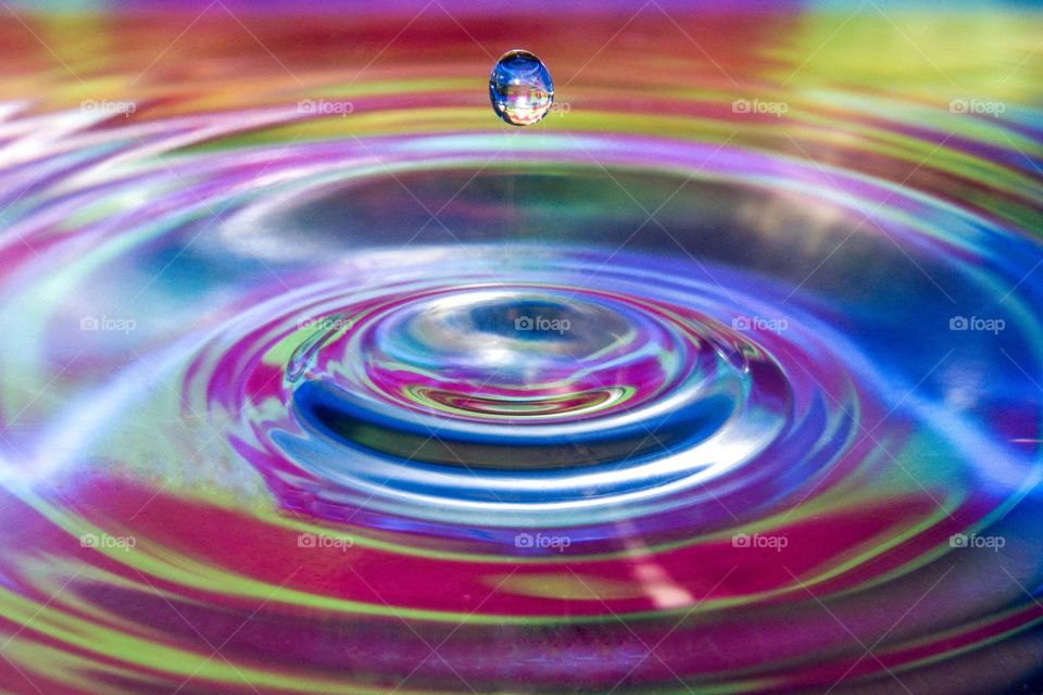 Water drop on a colorful background