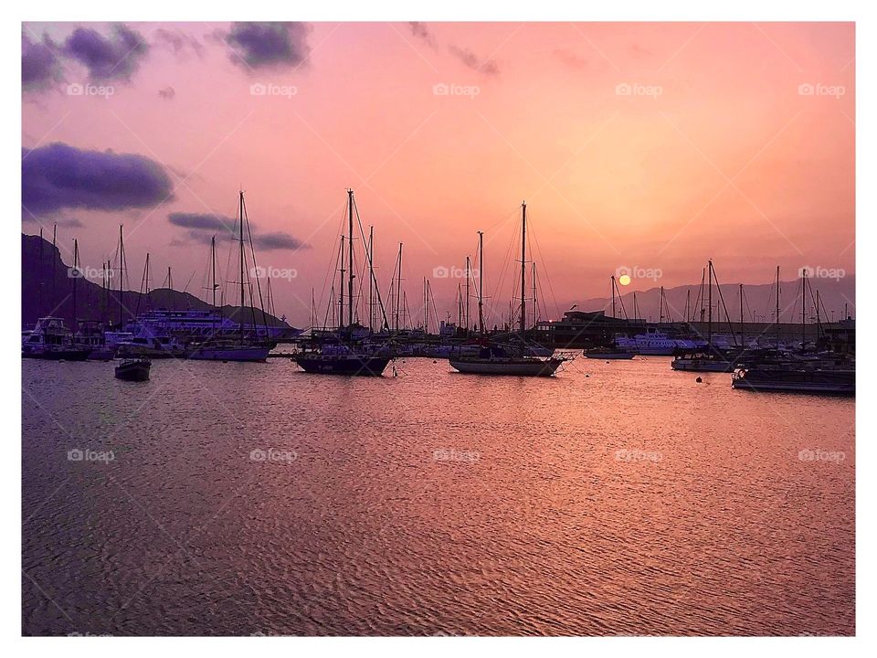 sunset at the marina in Mindelo, Cape Verde