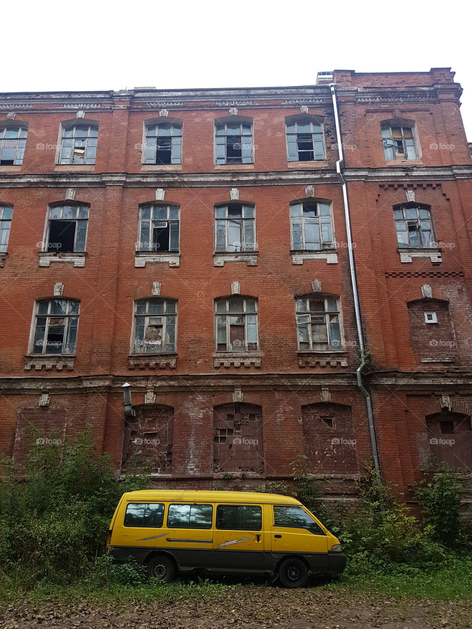 Abandoned building and the car