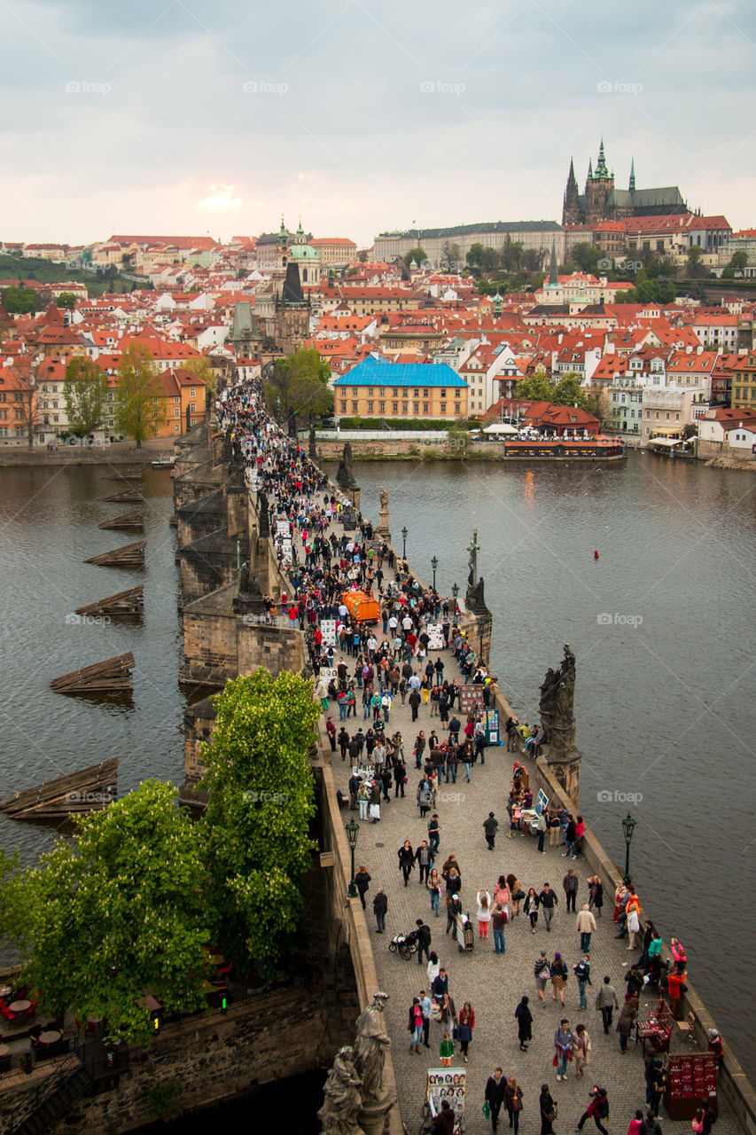 Charles bridge at sunset